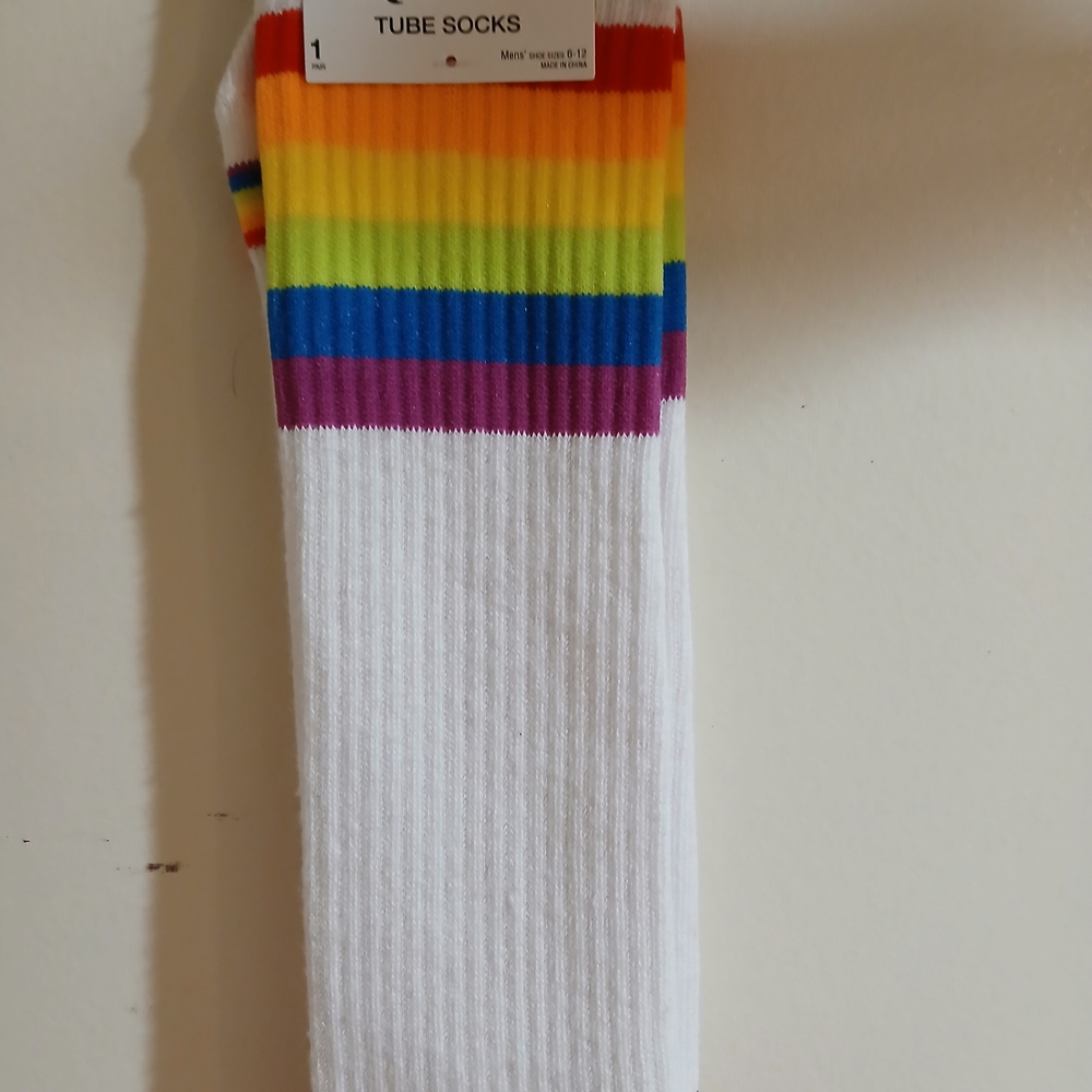 Vibrant Rainbow Tube Socks